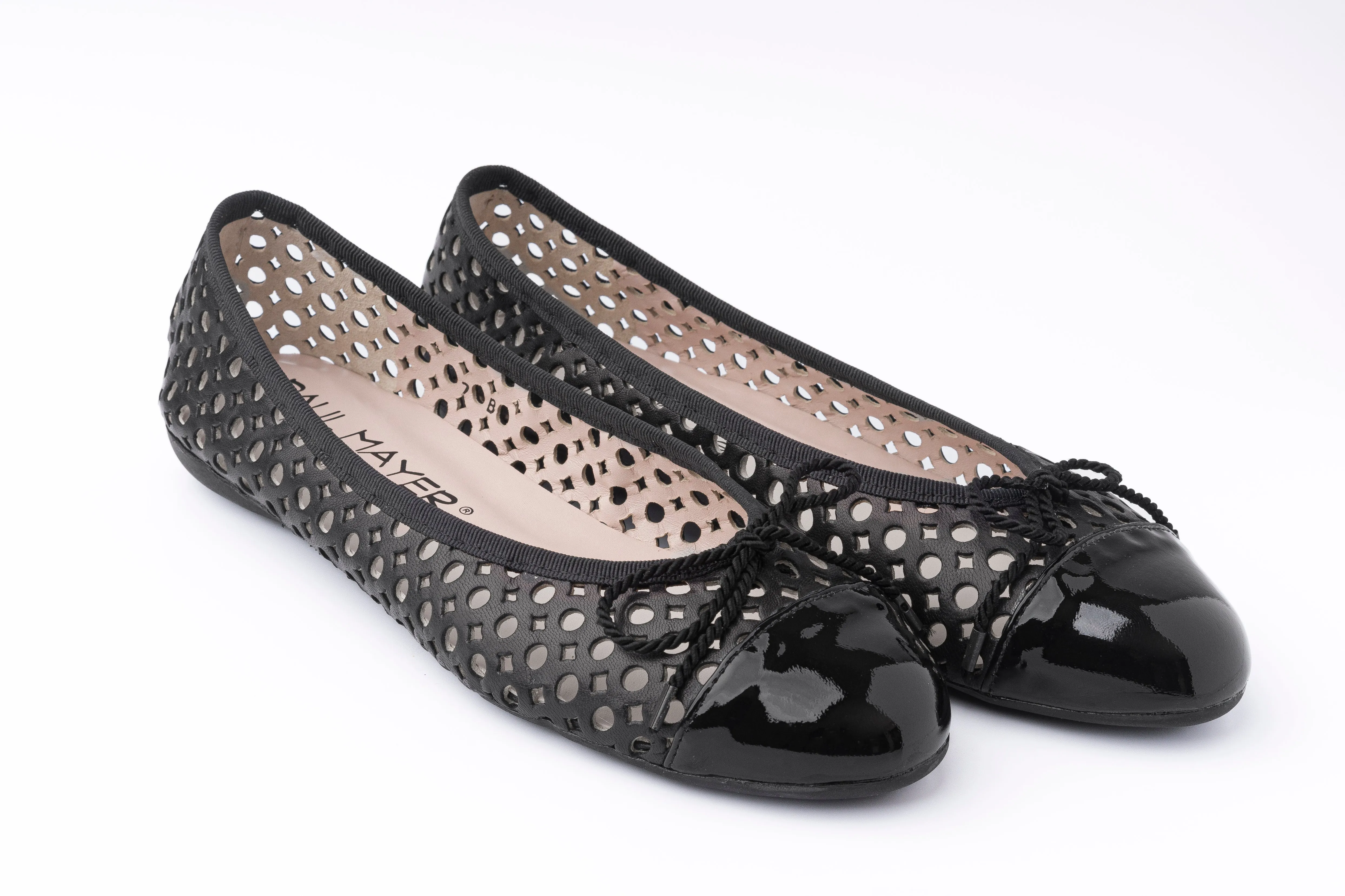 PAUL MAYER - BRANDY - SIZE 8.5 - PATENT BLACK NAPPA BLACK