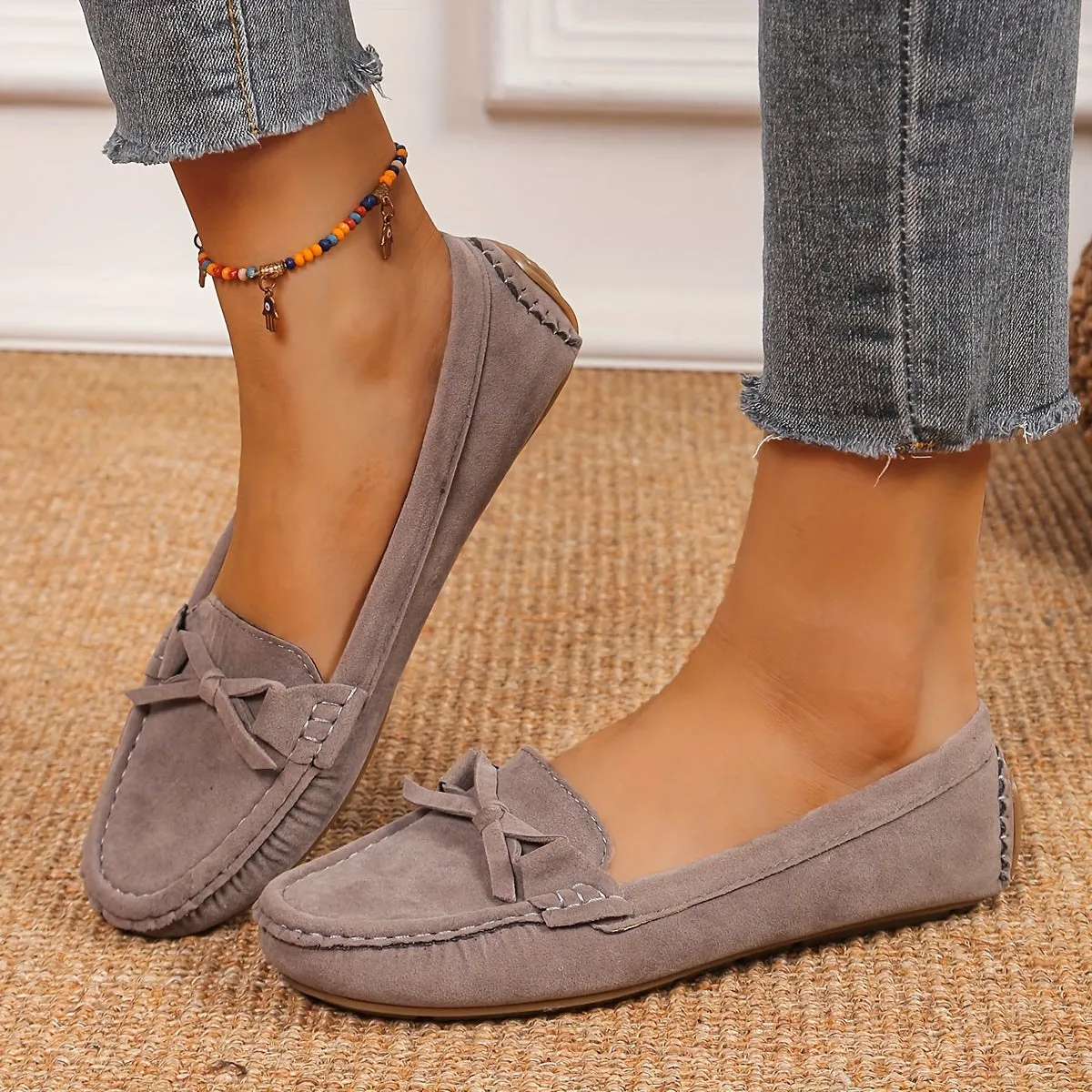 Retro loafers met een lusdetail, ronde tenen slip-on schoenen