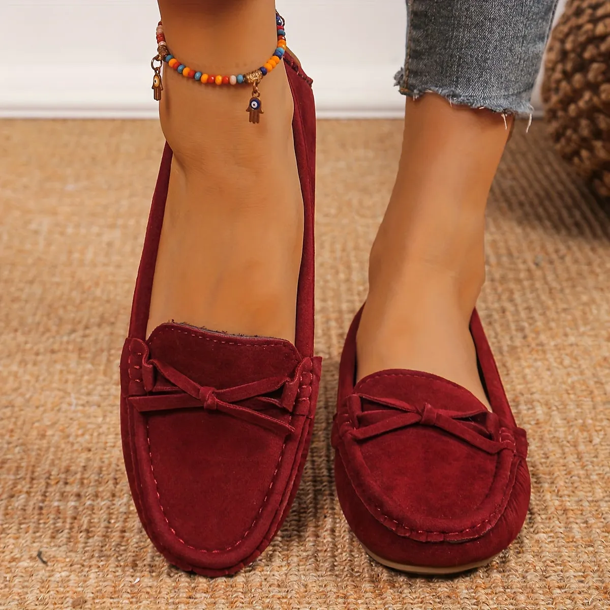 Retro loafers met een lusdetail, ronde tenen slip-on schoenen