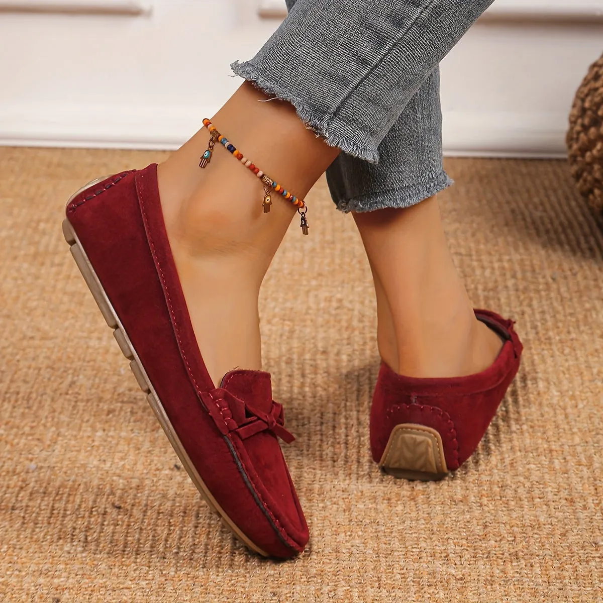 Retro loafers met een lusdetail, ronde tenen slip-on schoenen