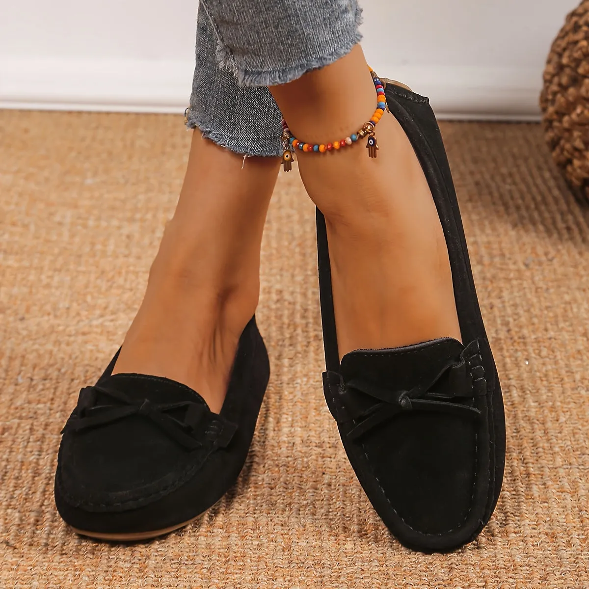 Retro loafers met een lusdetail, ronde tenen slip-on schoenen