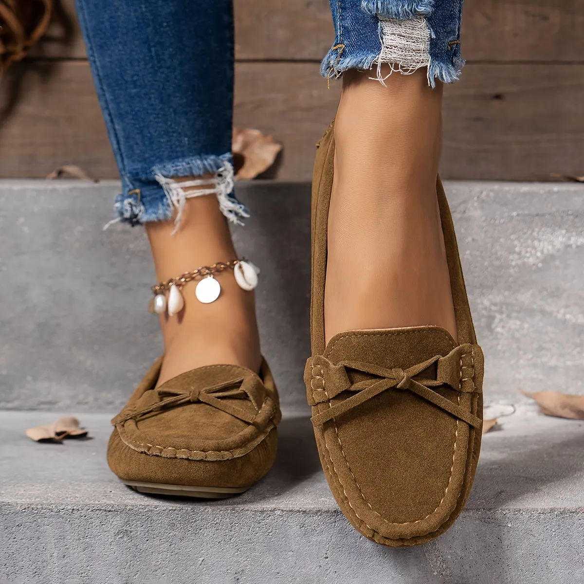 Retro loafers met een lusdetail, ronde tenen slip-on schoenen