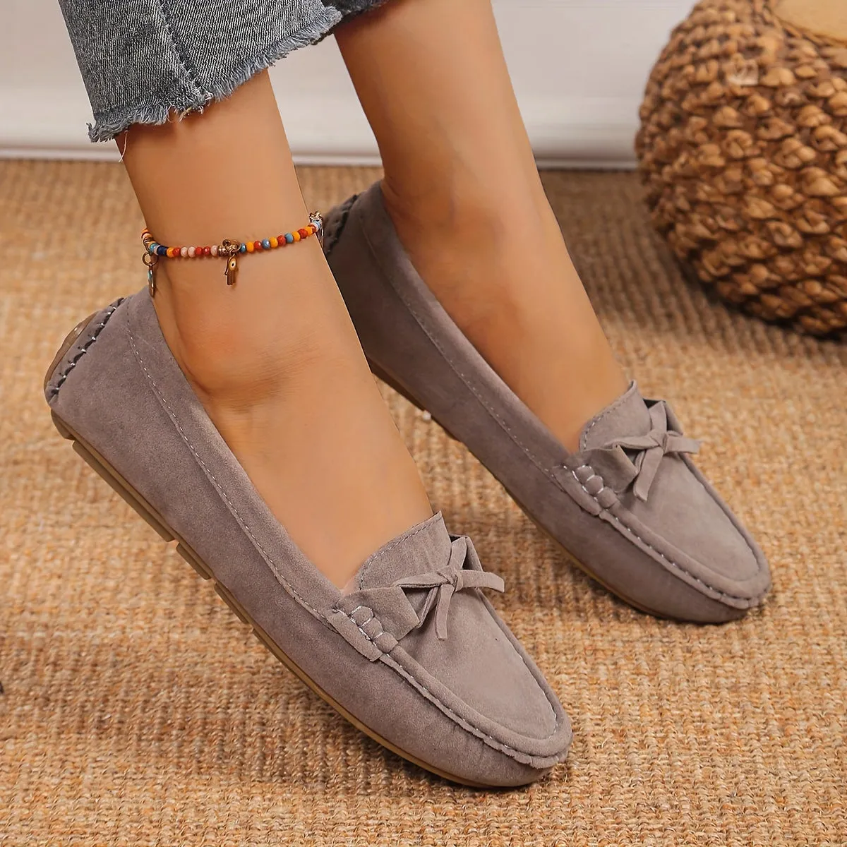 Retro loafers met een lusdetail, ronde tenen slip-on schoenen