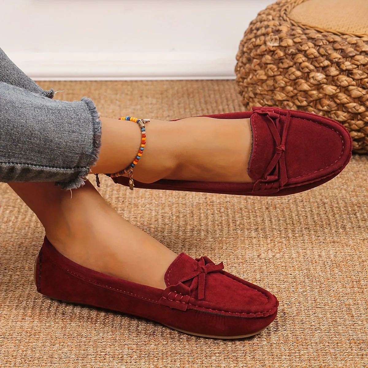 Retro loafers met een lusdetail, ronde tenen slip-on schoenen