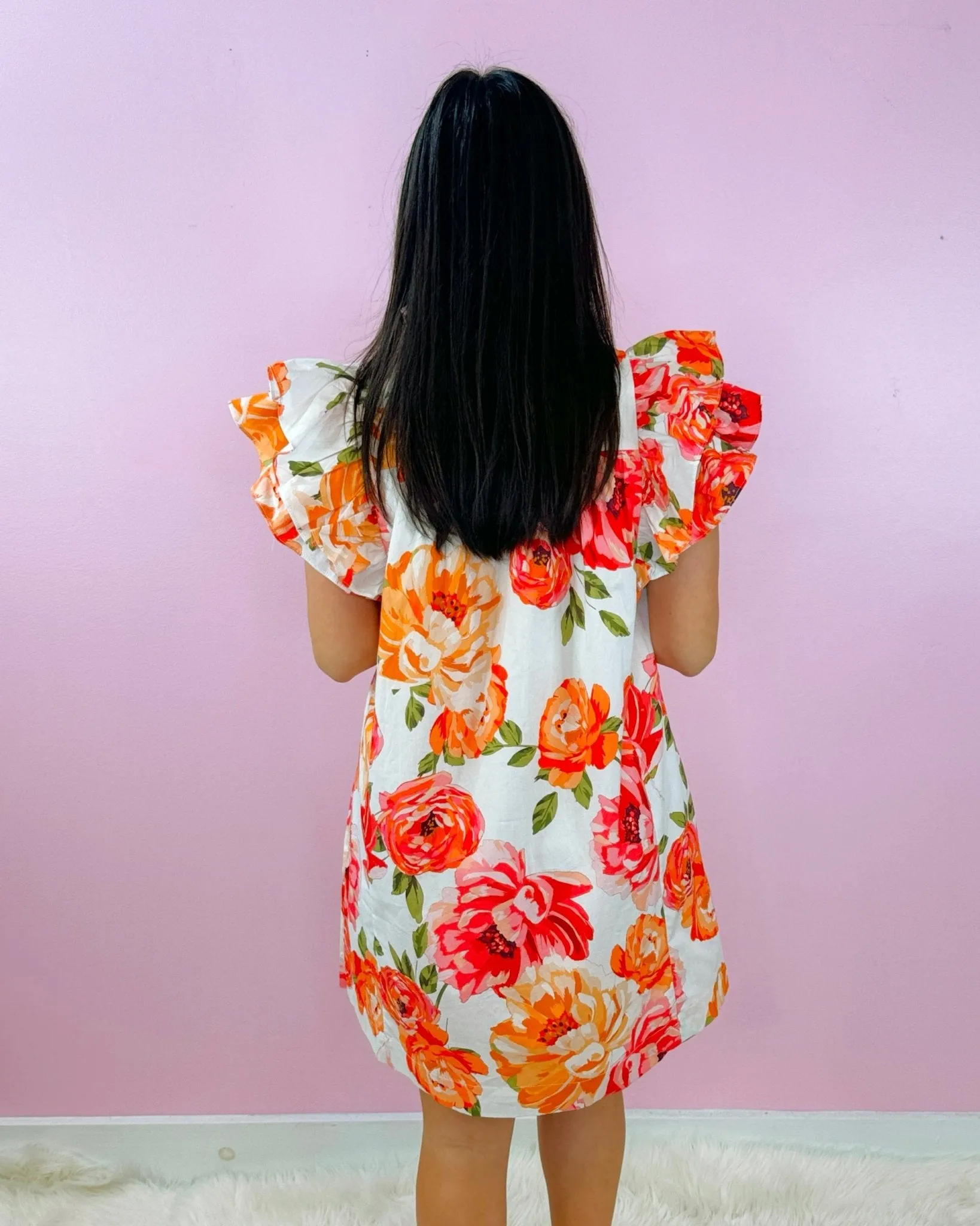 Rosé Rush Ruffle Floral Dress