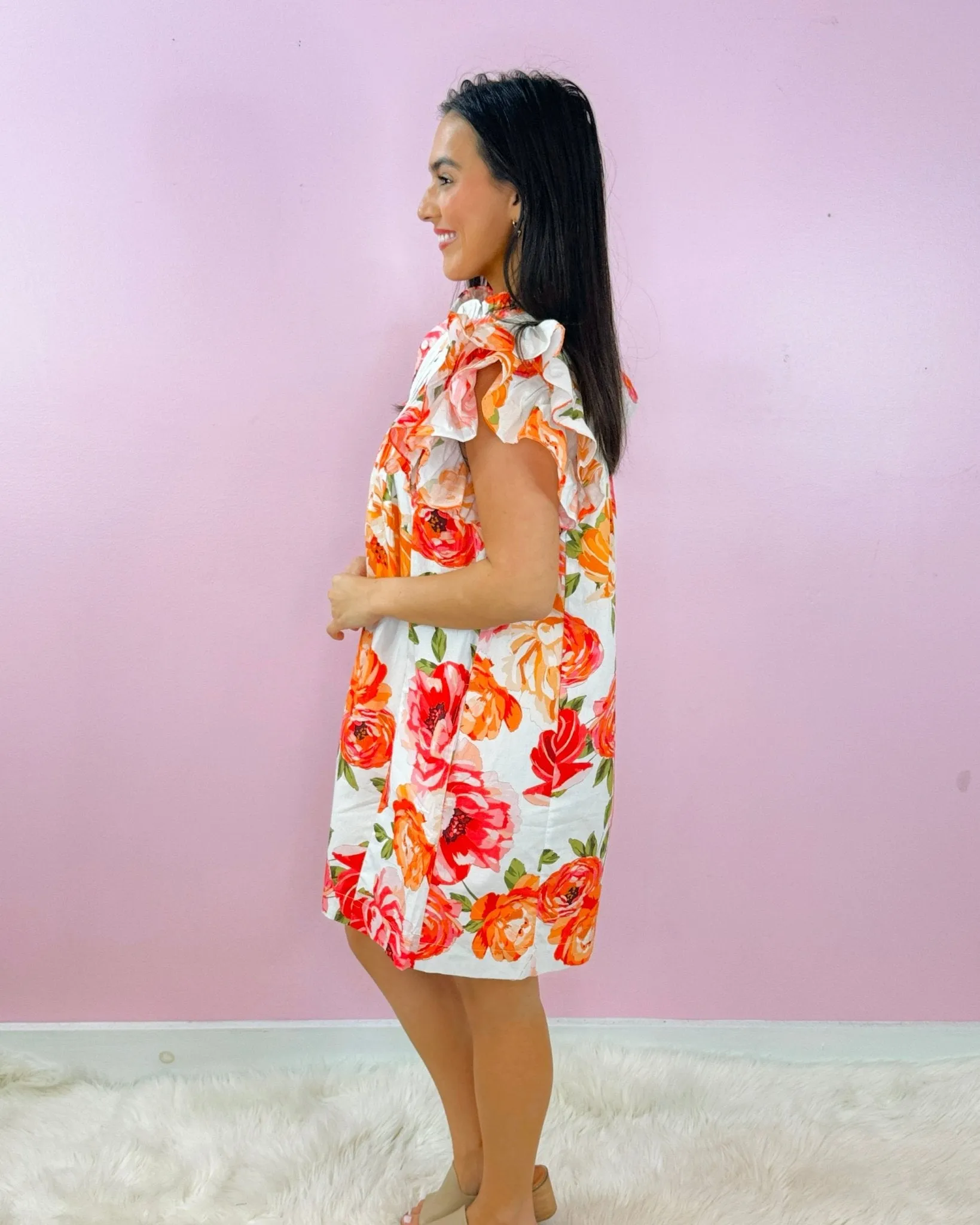 Rosé Rush Ruffle Floral Dress