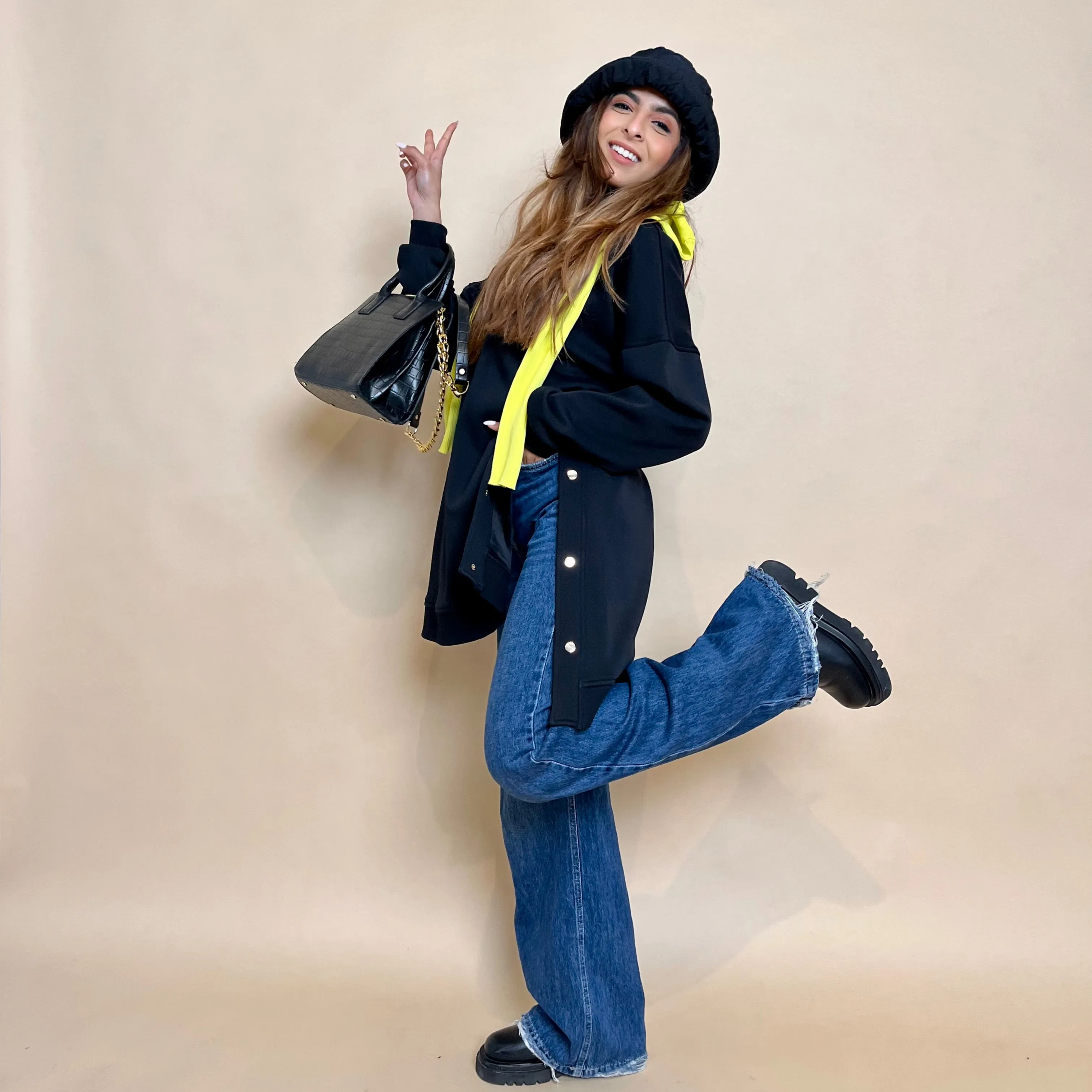 Side buttoned sweatshirt