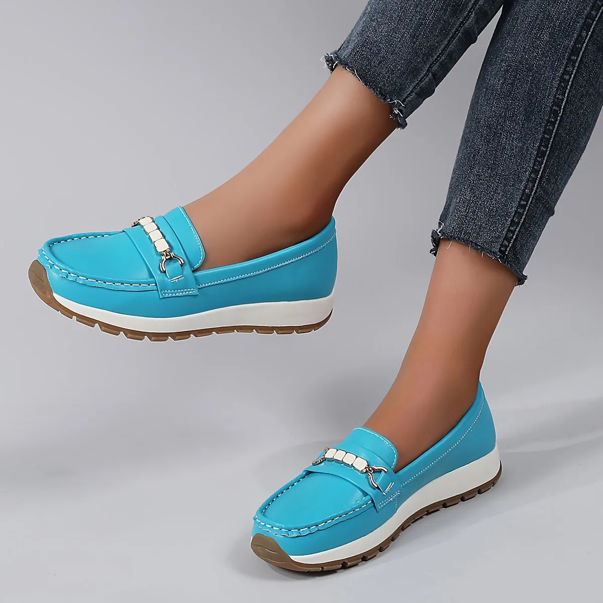Slip-on loafers van dameslicht synthetisch lederen vrijetijdsschoenen met PU Sole