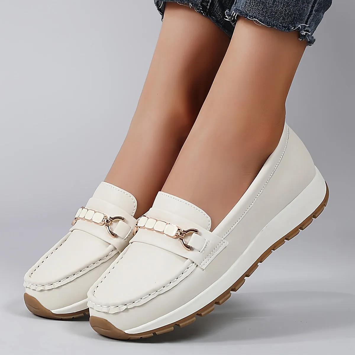 Slip-on loafers van dameslicht synthetisch lederen vrijetijdsschoenen met PU Sole