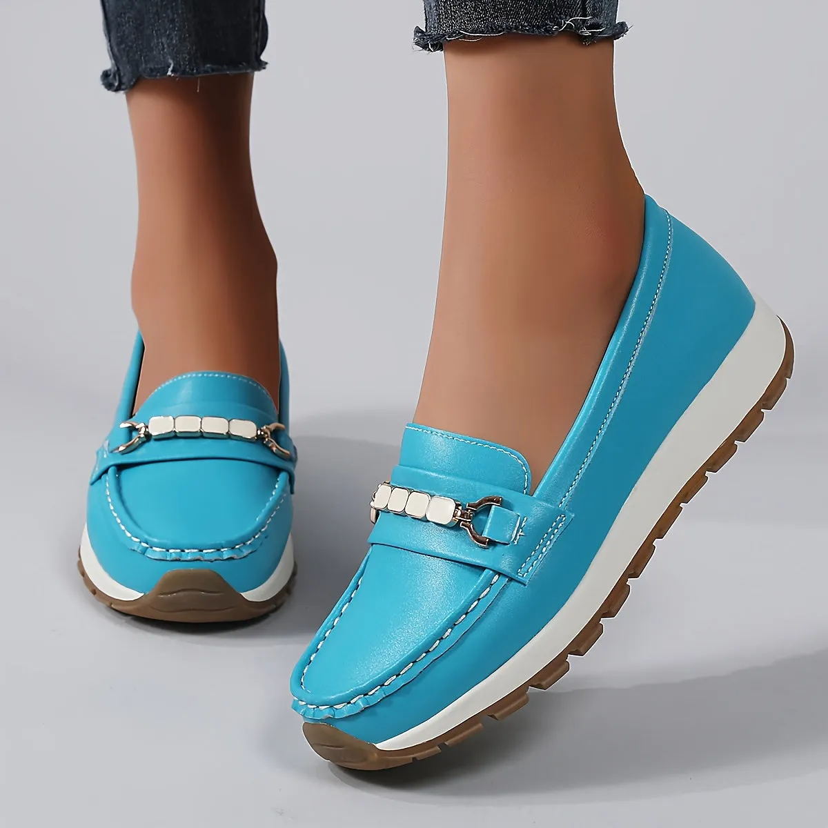 Slip-on loafers van dameslicht synthetisch lederen vrijetijdsschoenen met PU Sole
