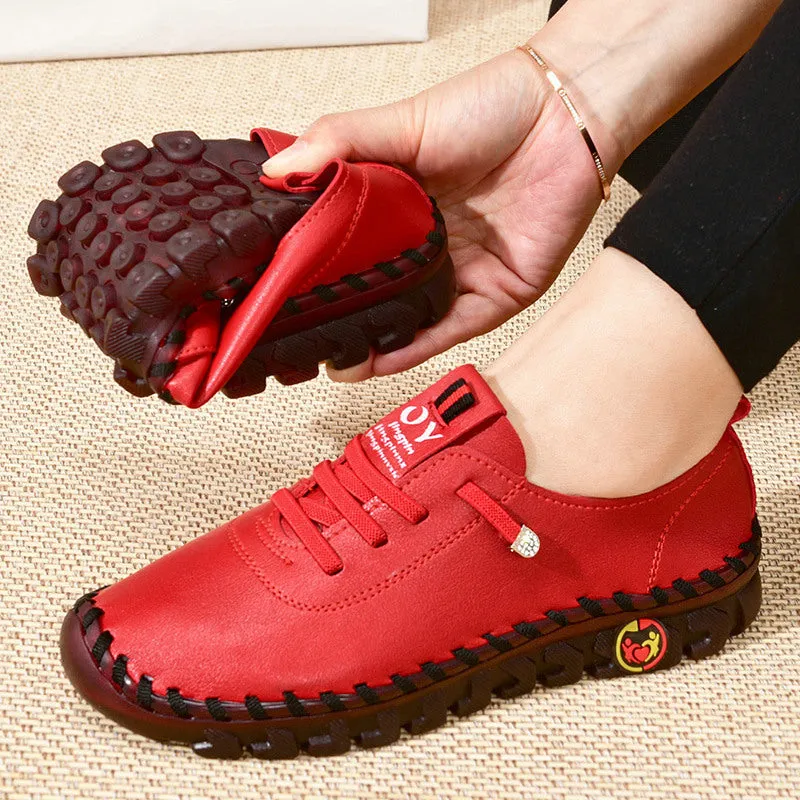 Slip-on loafers van dameslicht synthetisch lederen vrijetijdsschoenen met rubberen zool