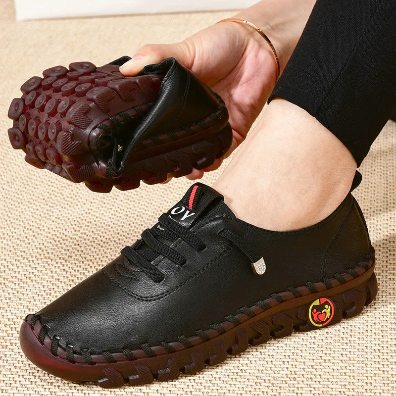 Slip-on loafers van dameslicht synthetisch lederen vrijetijdsschoenen met rubberen zool