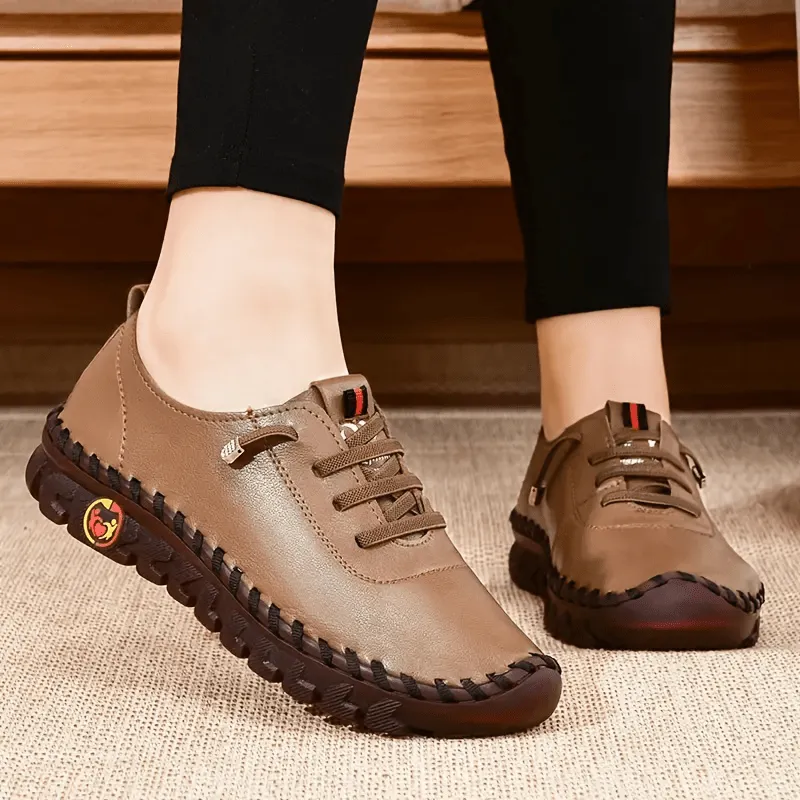 Slip-on loafers van dameslicht synthetisch lederen vrijetijdsschoenen met rubberen zool