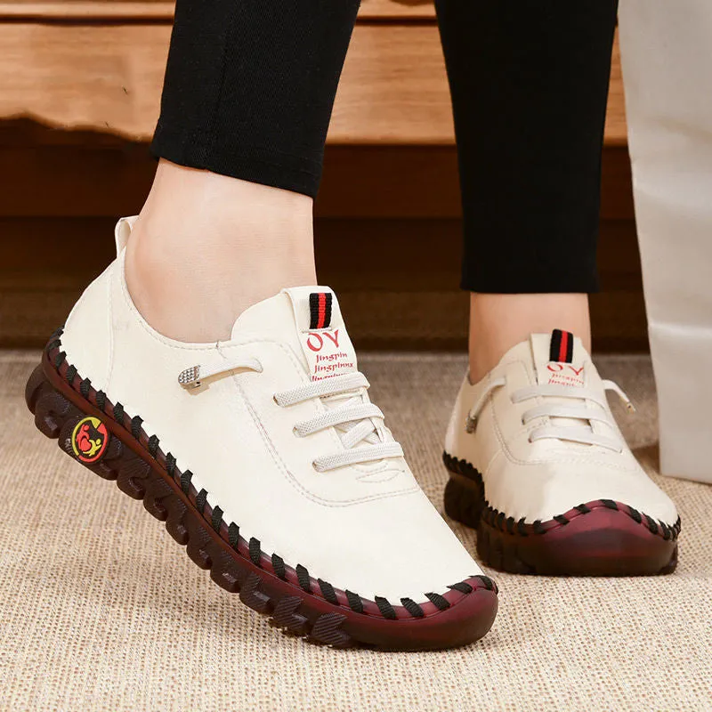 Slip-on loafers van dameslicht synthetisch lederen vrijetijdsschoenen met rubberen zool