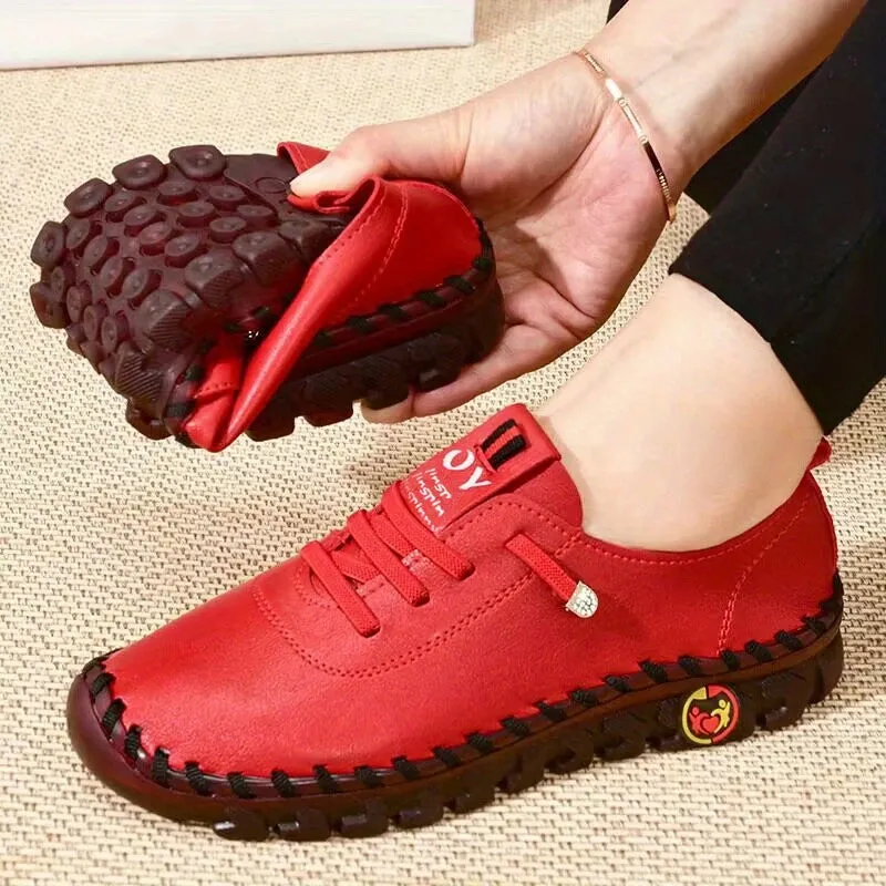 Slip-on loafers van dameslicht synthetisch lederen vrijetijdsschoenen met rubberen zool