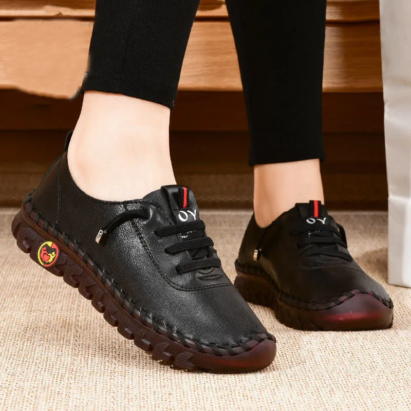 Slip-on loafers van dameslicht synthetisch lederen vrijetijdsschoenen met rubberen zool