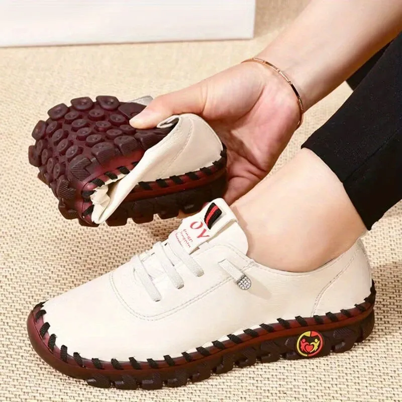 Slip-on loafers van dameslicht synthetisch lederen vrijetijdsschoenen met rubberen zool