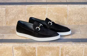 Suede Slip-On Horsebit Loafer Black