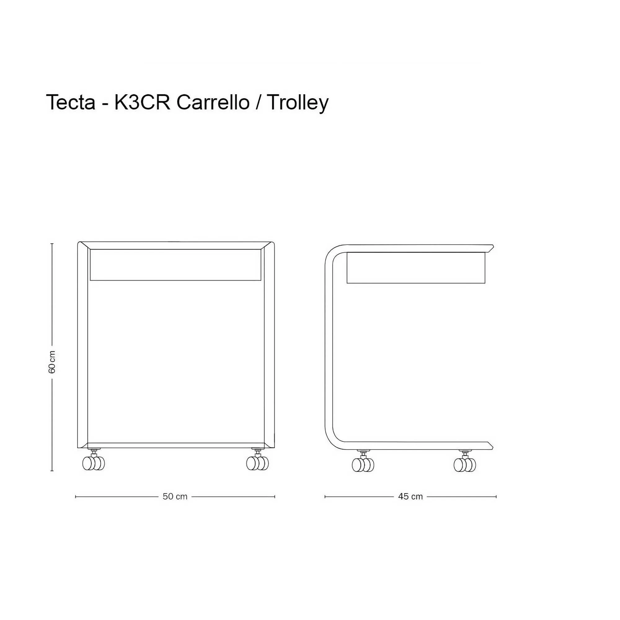 Tecta K3CR trolley, chromed/black mdf