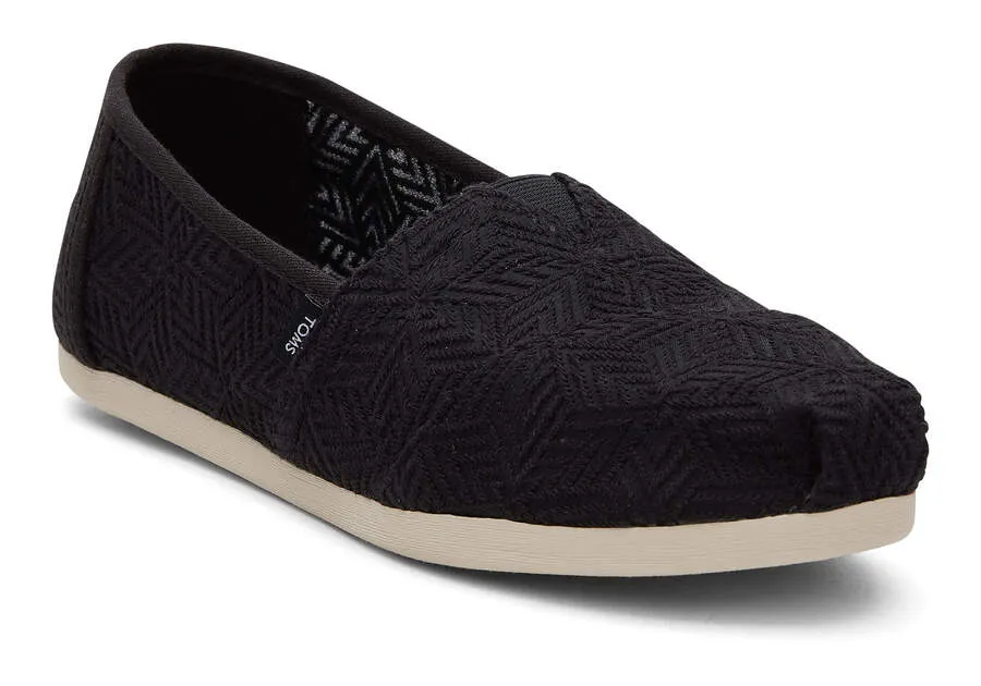 TOMS Womens Alpargata Geometric Lace Espadrille - Black