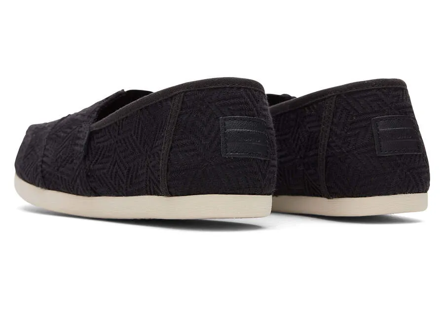 TOMS Womens Alpargata Geometric Lace Espadrille - Black