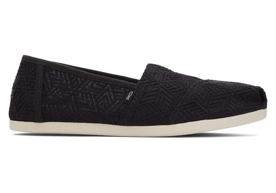 TOMS Womens Alpargata Geometric Lace Espadrille - Black