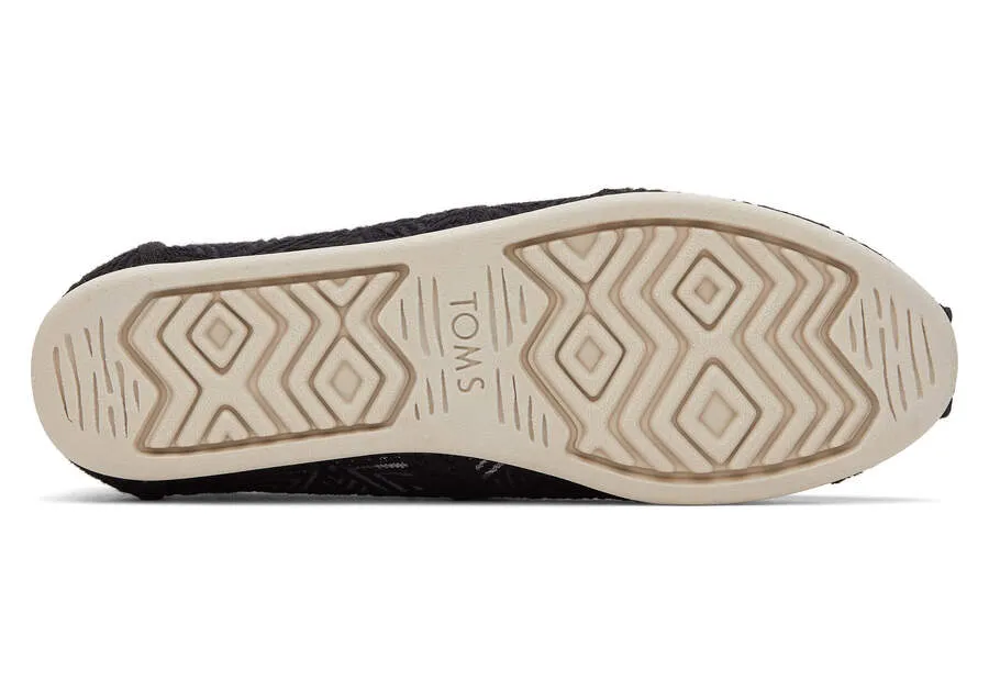 TOMS Womens Alpargata Geometric Lace Espadrille - Black