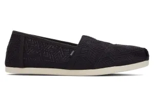 TOMS Womens Alpargata Geometric Lace Espadrille - Black