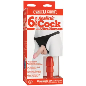 Vac-U-Lock Realistic Cock With Ultra Harness - 7 Inch