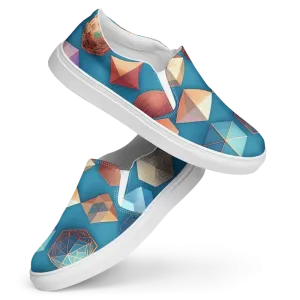 Vibrant Canvas Slip Ons Blue Orange Abstract Art