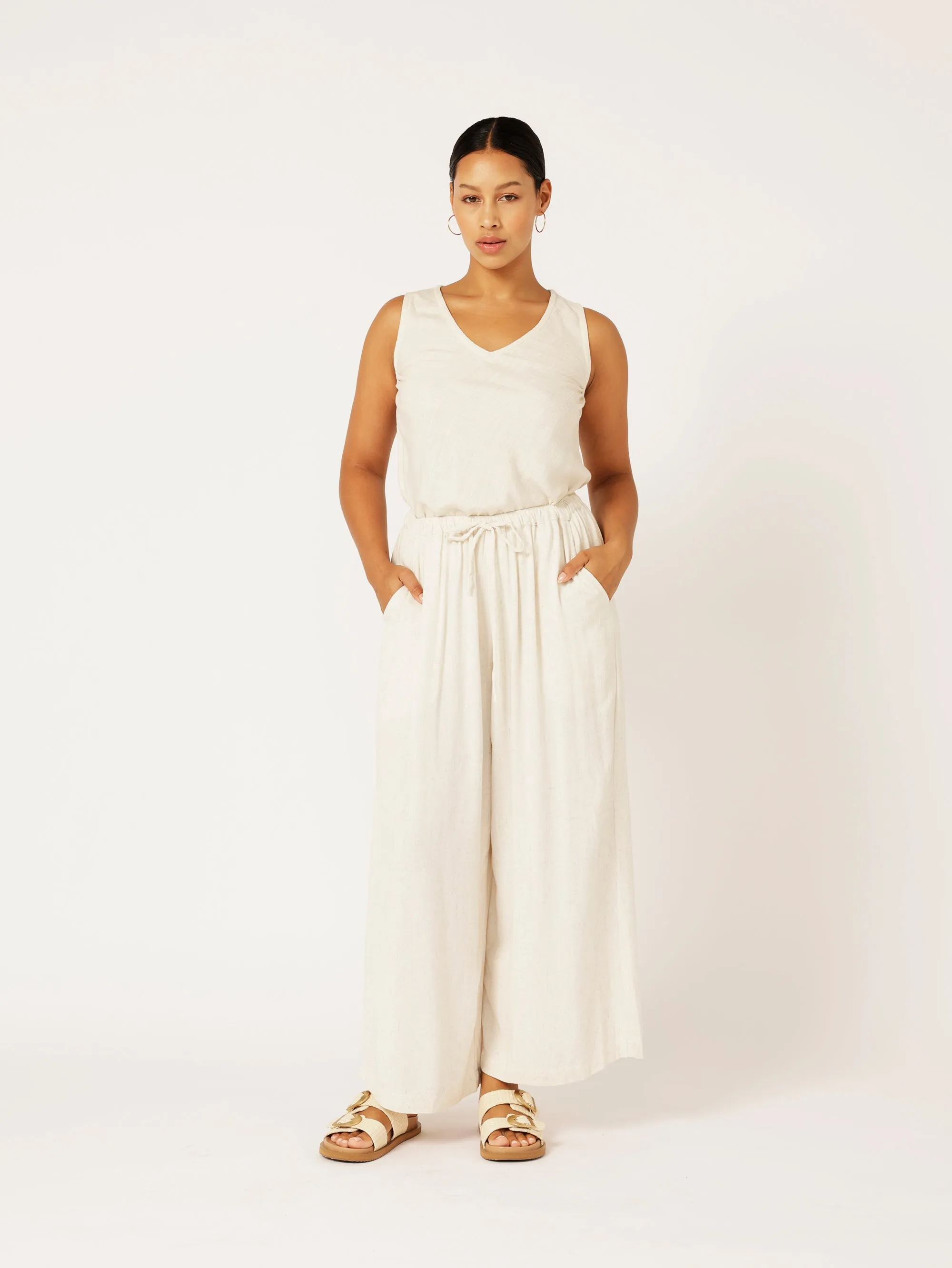Viv Tank | Wheat | Linen Viscose
