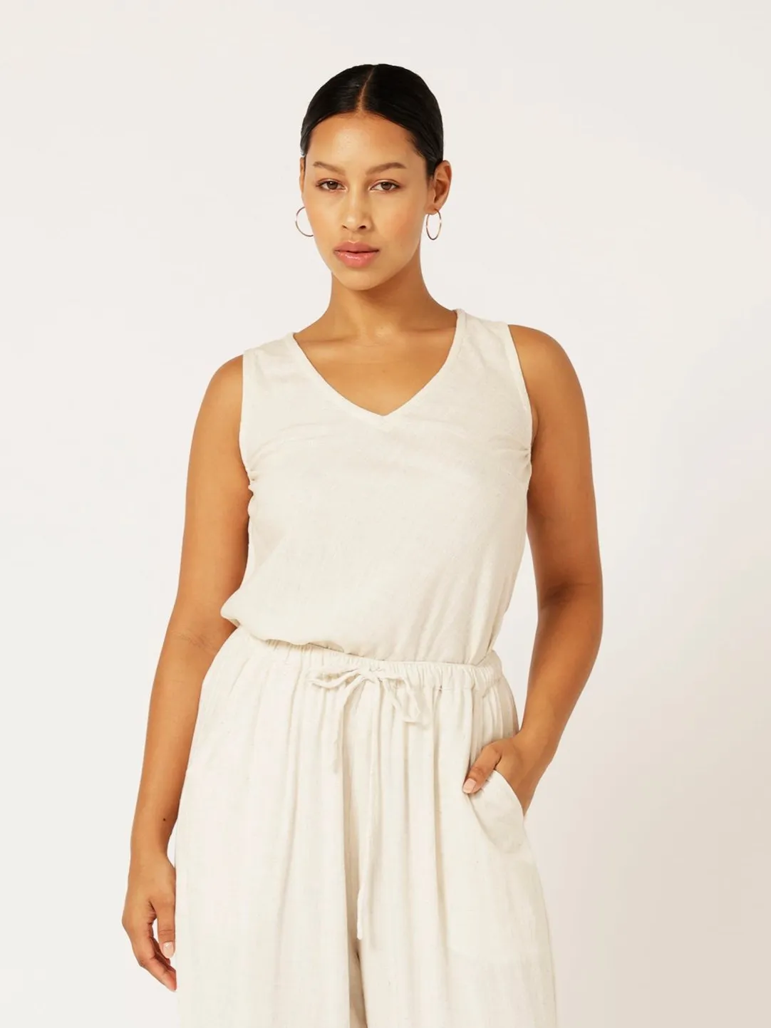 Viv Tank | Wheat | Linen Viscose