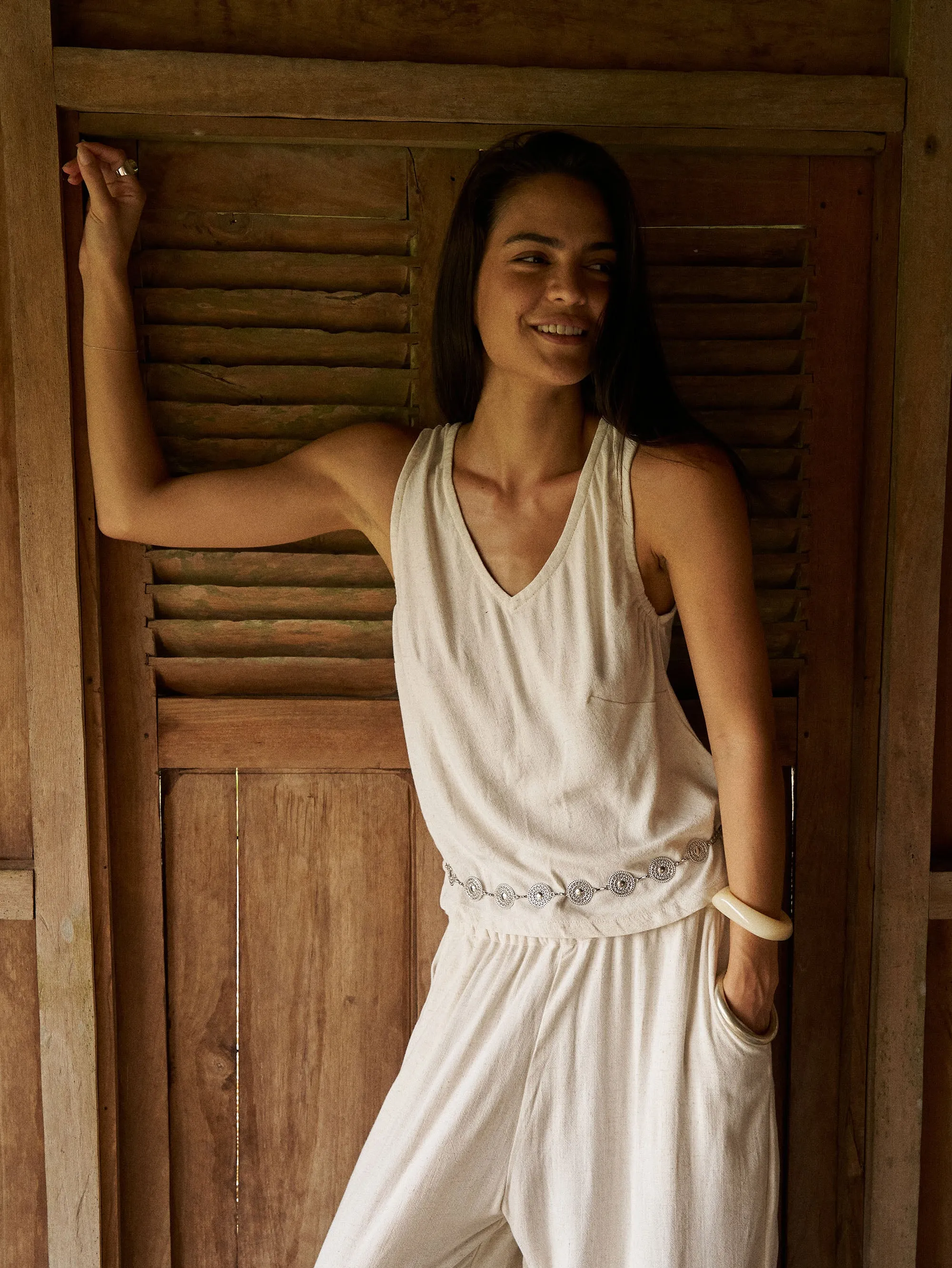 Viv Tank | Wheat | Linen Viscose