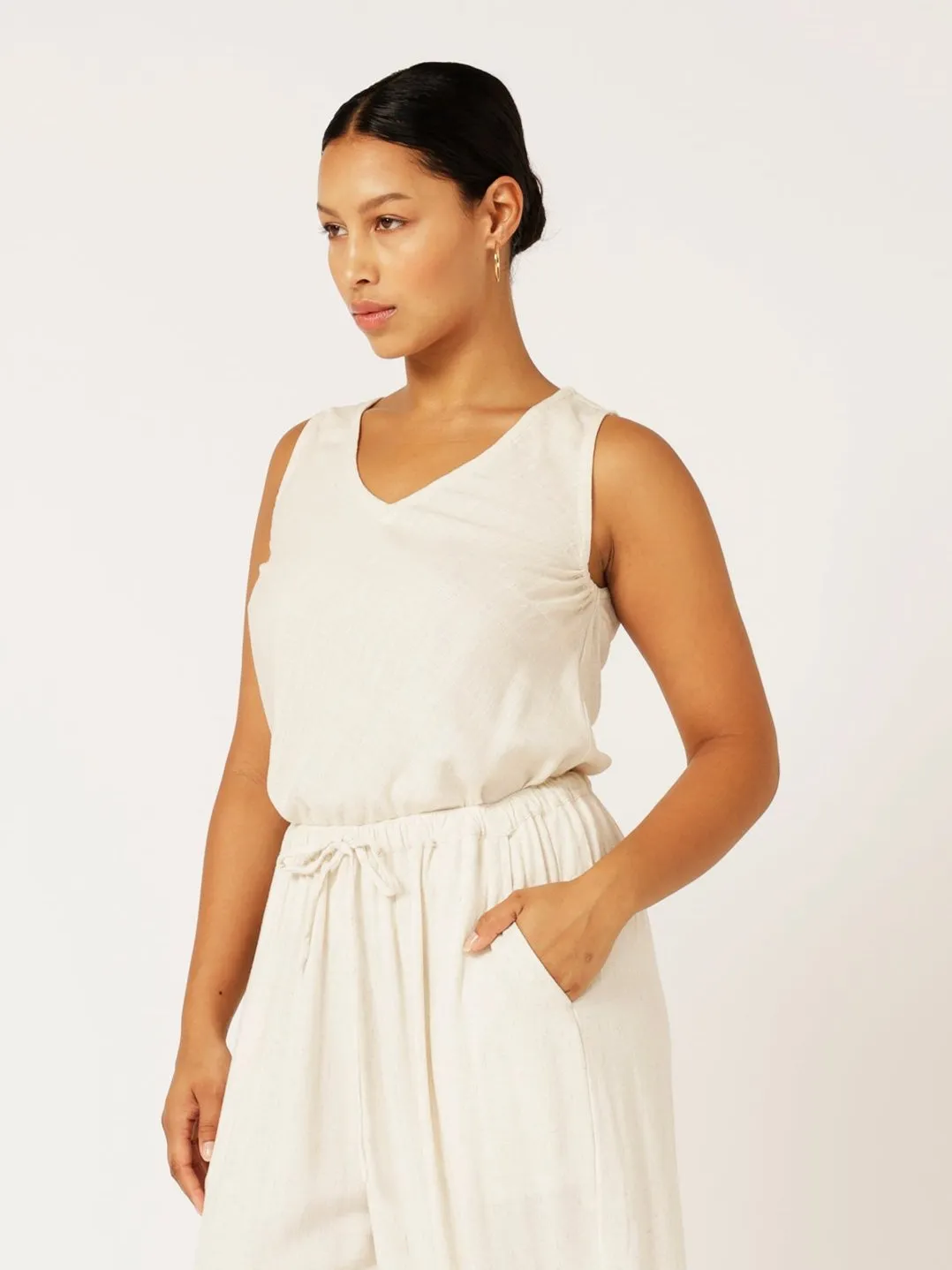 Viv Tank | Wheat | Linen Viscose