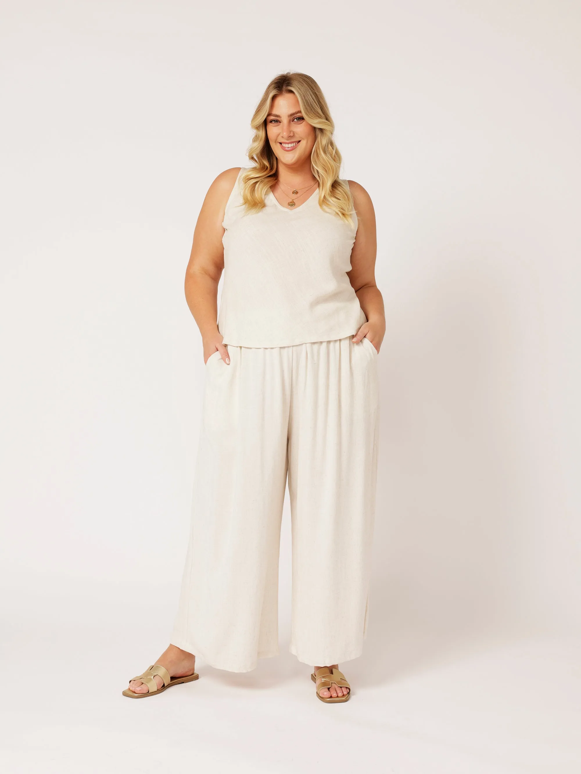 Viv Tank | Wheat | Linen Viscose
