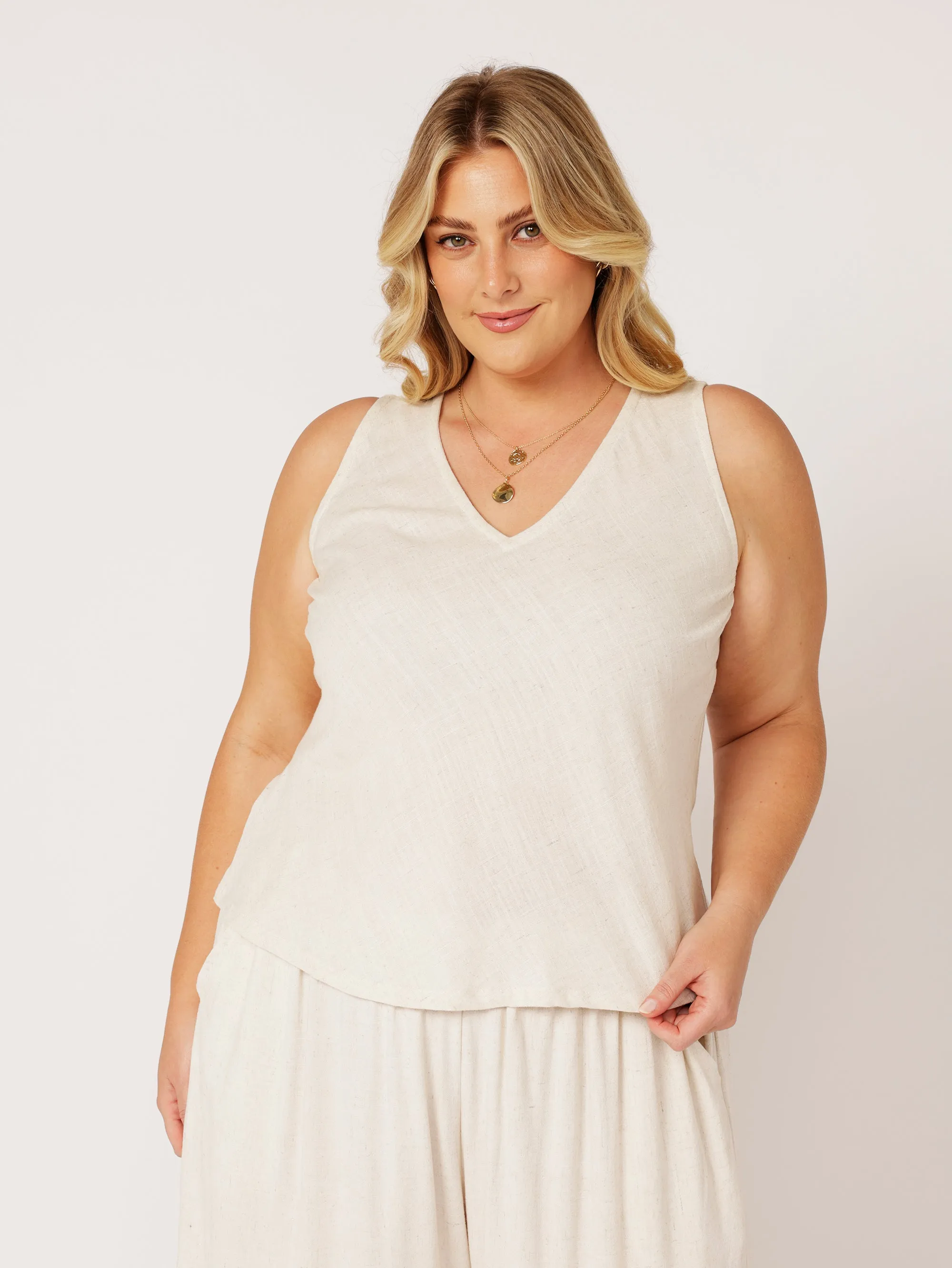 Viv Tank | Wheat | Linen Viscose