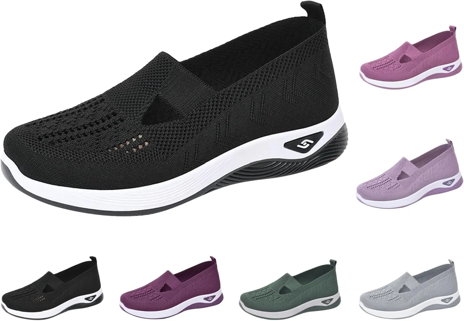 Walking Shoes Women Comfort Breathable Knitted Mesh Lightweight Orthopedic Low Top Soft Sole Sneaker Non-Slip Outdoor Shoes