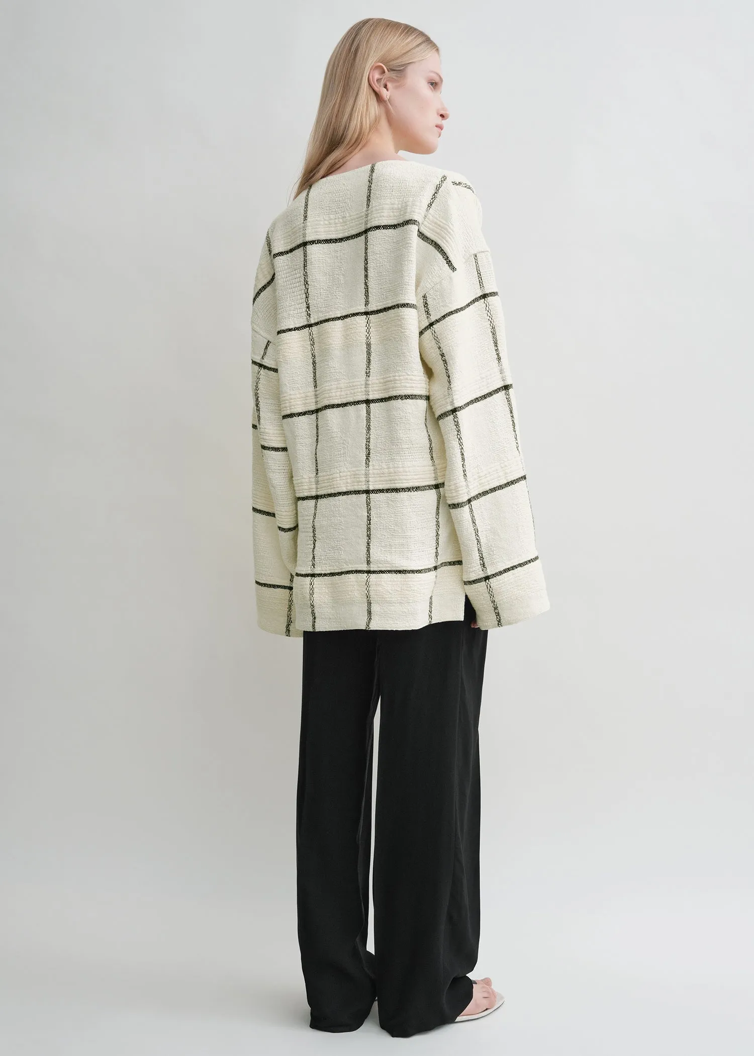 Windowpane-check tunic ecru