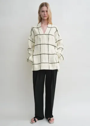 Windowpane-check tunic ecru