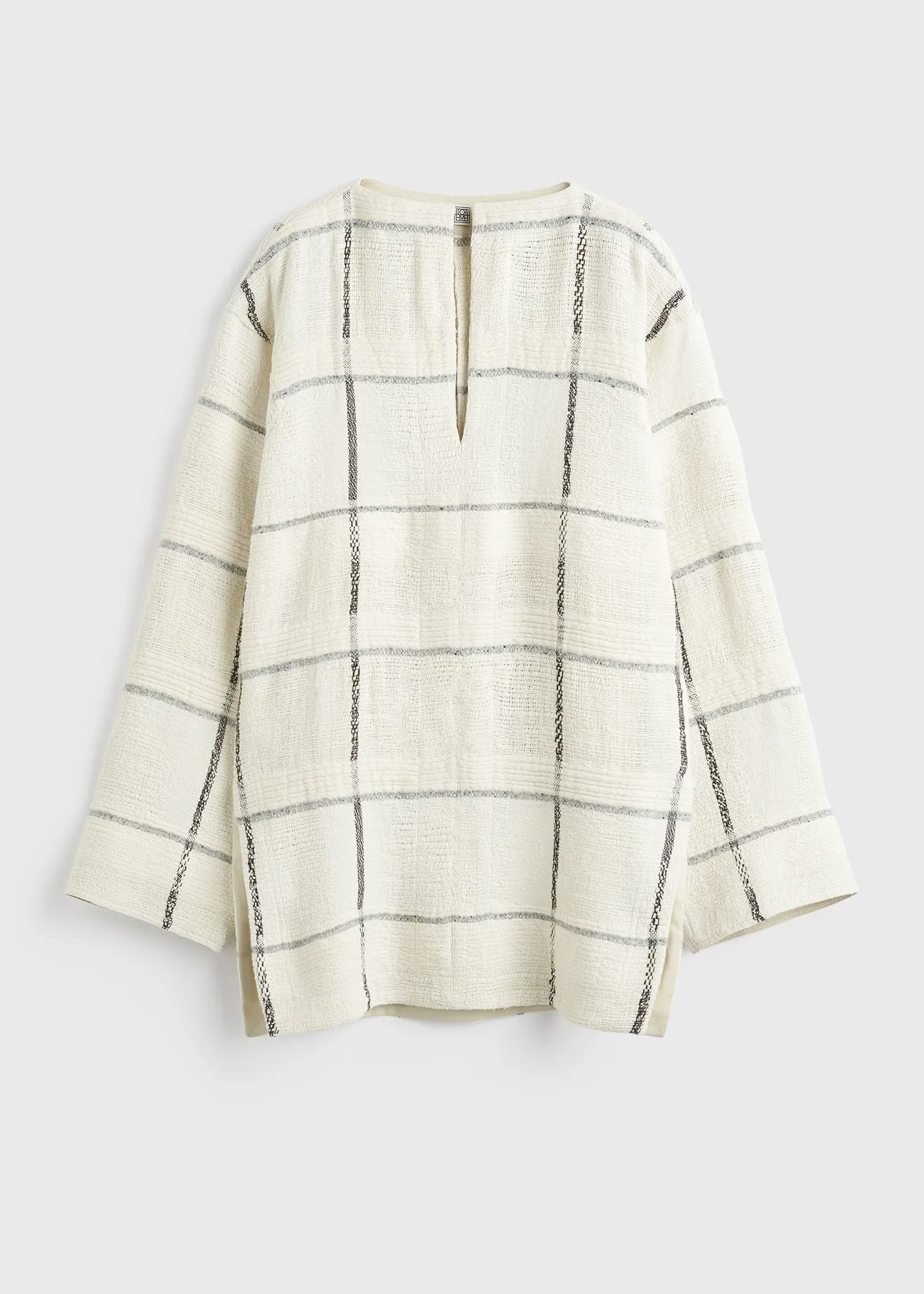 Windowpane-check tunic ecru