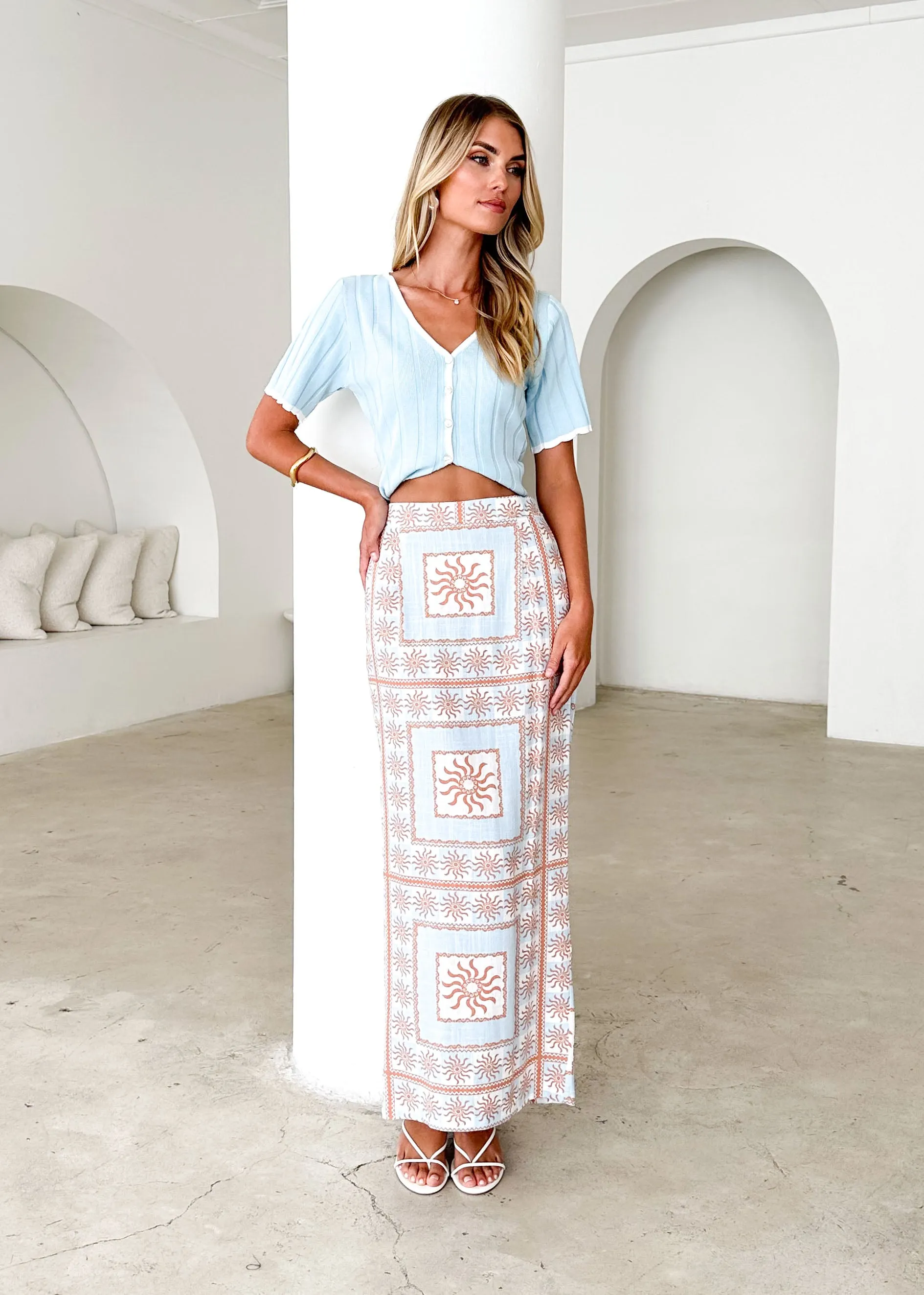 Yulia Knit Top - Sky Blue