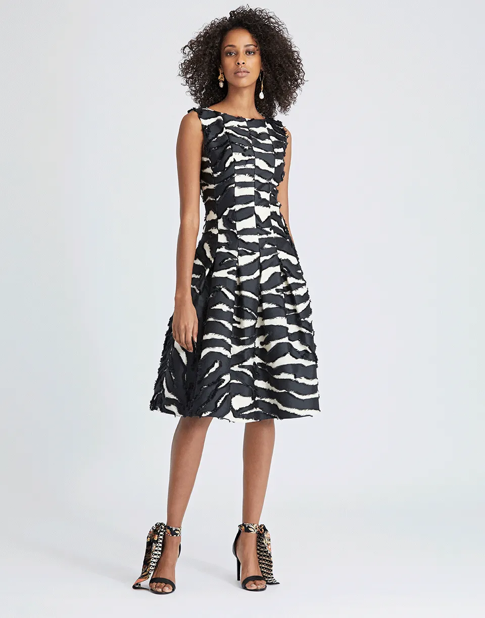 Zebra Print Flared Dress